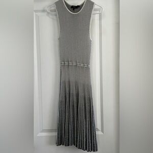 Tahari Black and White Ribbed Midi Dress